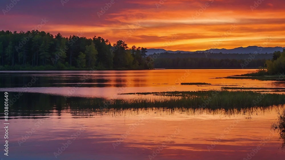 sunset on the lake Serenity's Embrace Tranquil Sunset Reflections sunset on the lake Serenity's Embrace Tranquil Sunset Reflections