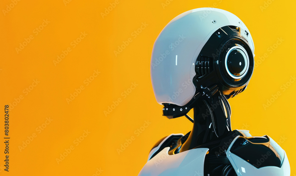 Fototapeta premium AI humanoid robot, solid color background