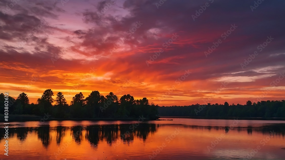 sunset on the lake Serenity's Embrace Tranquil Sunset Reflections