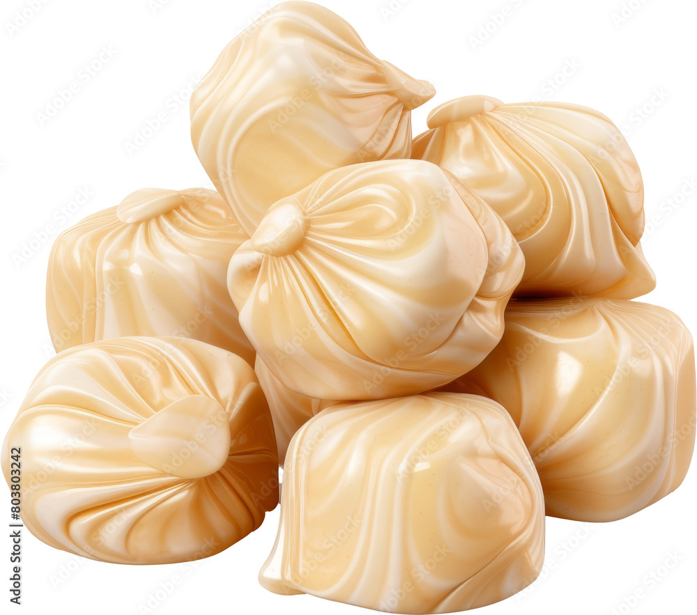 caramel beige candies isolated on white or transparent background,transparency 