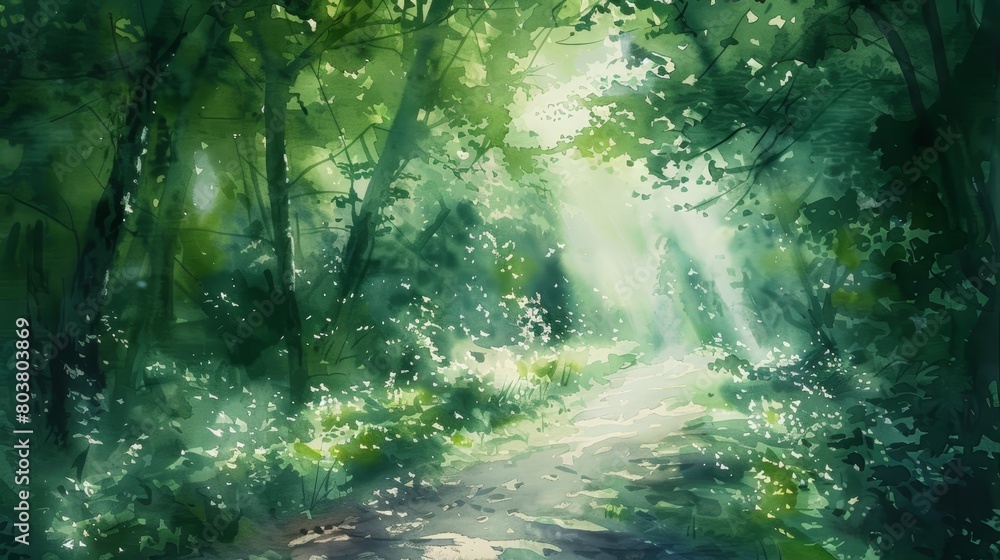 Watercolor painting of an ancient tree with a sprawling canopy, the scene bathed in golden sunlight to inspire feelings of warmth and healing Watercolor painting of an ancient tree with a sprawling canopy, the scene bathed in golden sunlight to inspire feelings of warmth and healing