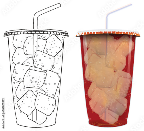 Vector illustration of a cold beverage with ice