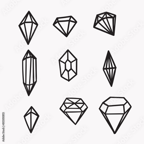 hand drawn doodle diamond doodle illustration collection