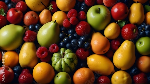 Many fruits in the table UHD wallpaper.generative.ai