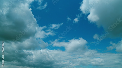 Cumulus Cloud Cloudscape. Puffy Fluffy White Clouds. Nature Weather Blue Sky. Heaven. photo