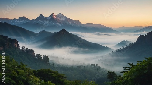 Misty Mountains Dawn's Tranquil Embrace 