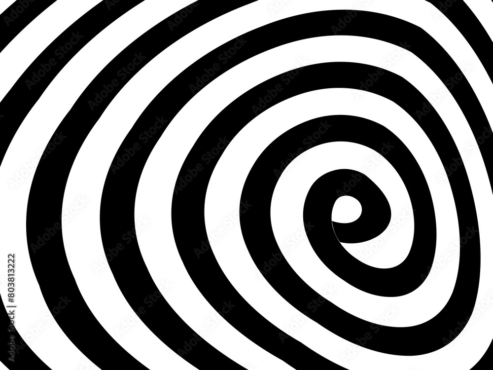 Naklejka premium Abstract hypnotic wave pattern with black-and-white striped lines. Psychedelic background. Op art, optical illusion. Modern design, graphic texture.