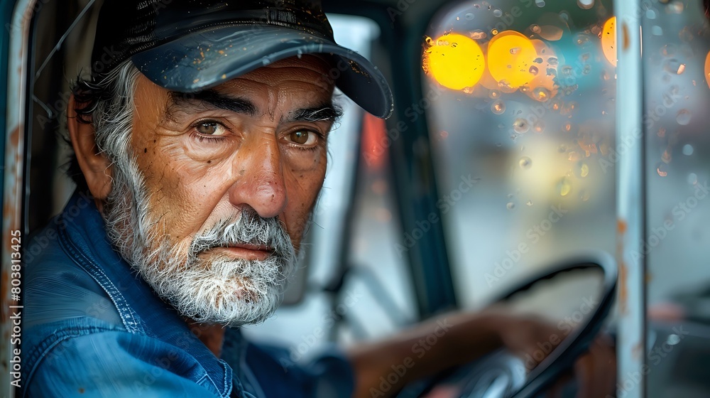 Approachable and Content: Portrait of a Driver in Car Approachable and Content: Portrait of a Driver in Car