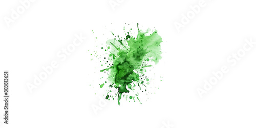 watercolor green ink splatter clip art, white background