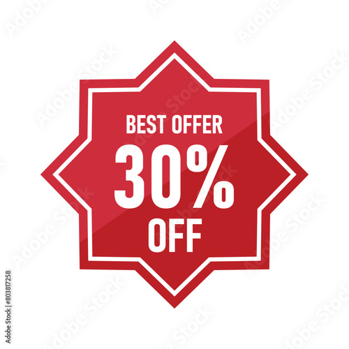 best offer30% off badges discount best deal promo sales marketing strategy red design