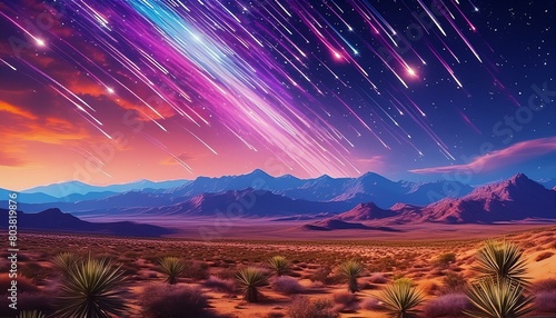 "Sands of Stardust: Meteor Shower's Illuminated Embrace" 