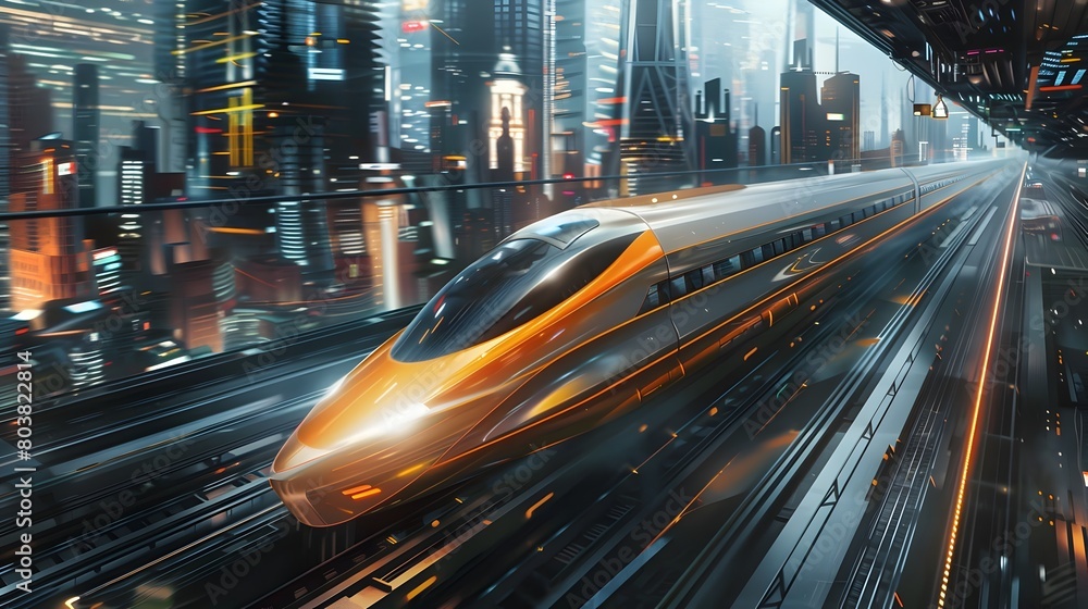 Obraz premium HighSpeed Train Repairs Engineers Masterfully Maintaining Futuristic Transit