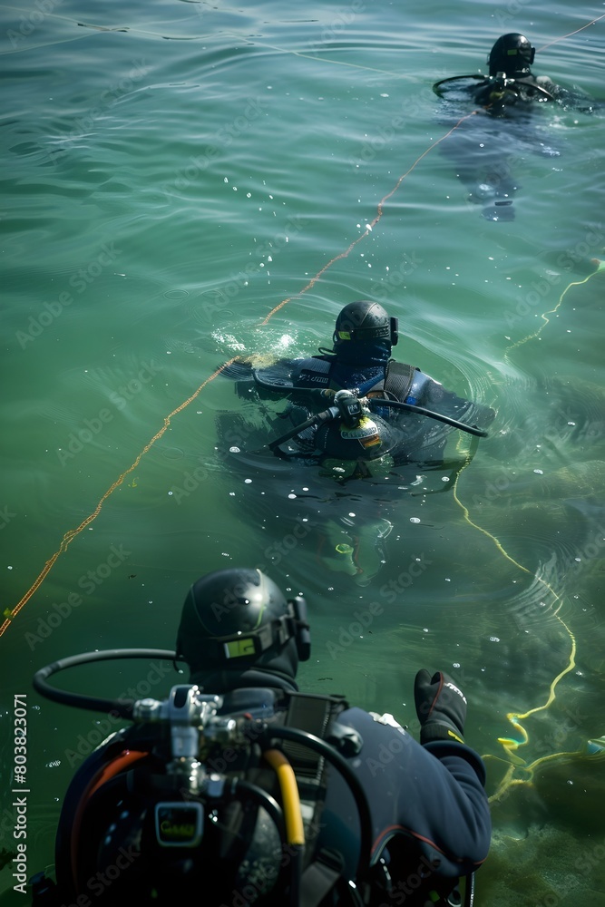 Dive Team Members Conducting Vital Underwater Search and Rescue Dive Team Members Conducting Vital Underwater Search and Rescue
