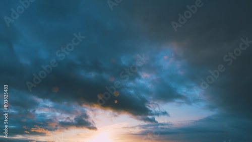 Summer sky at sunset with clouds. Cloudscape in tropical summer sunlight. © artifex.orlova