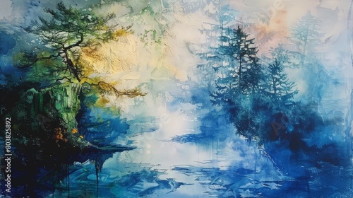 Mystical Forest Watercolor Painting
