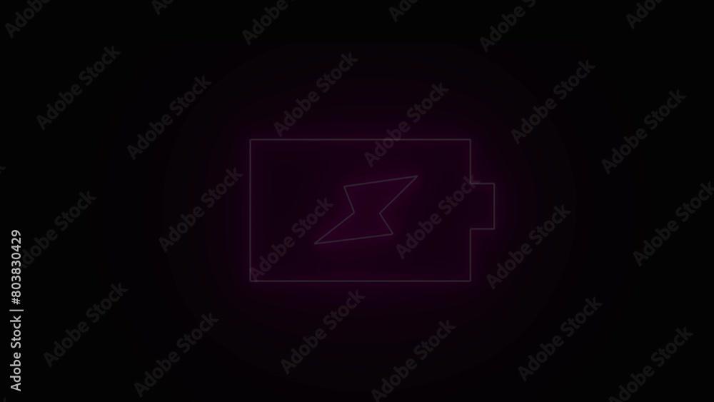 Neon glowing battery charging icon. neon battery icon pink color Battery Status Sign with black; Neon glowing battery charging icon. neon battery icon pink color Battery Status Sign with black;