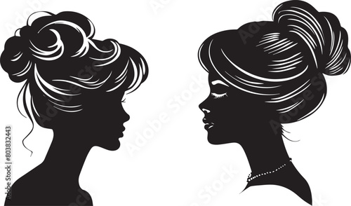 Woman hairstyle bread black silhouette on white background 