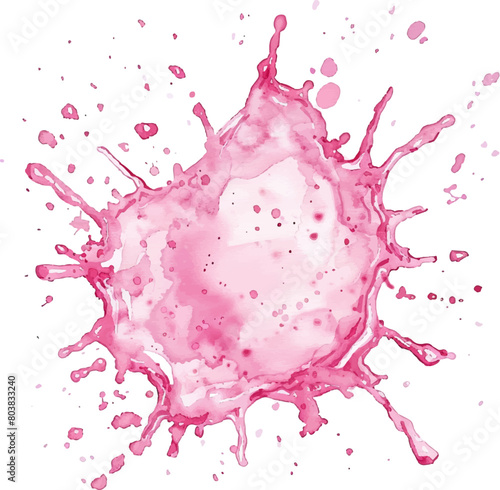 Watercolor pink splash paint vector illustration on a white background