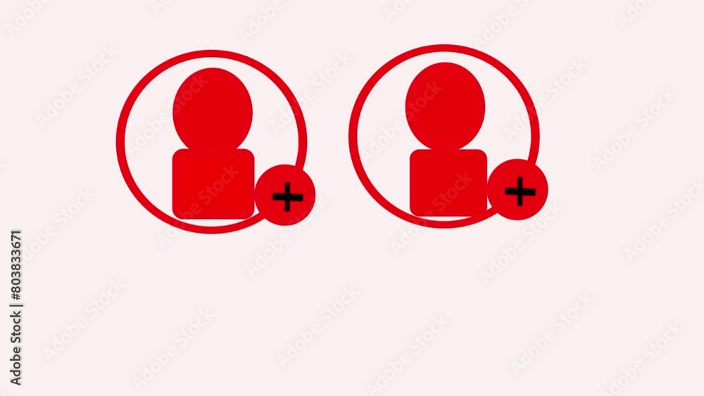 New account create icon,invention  simple design add concept animation. People icon animated line on background with red color.