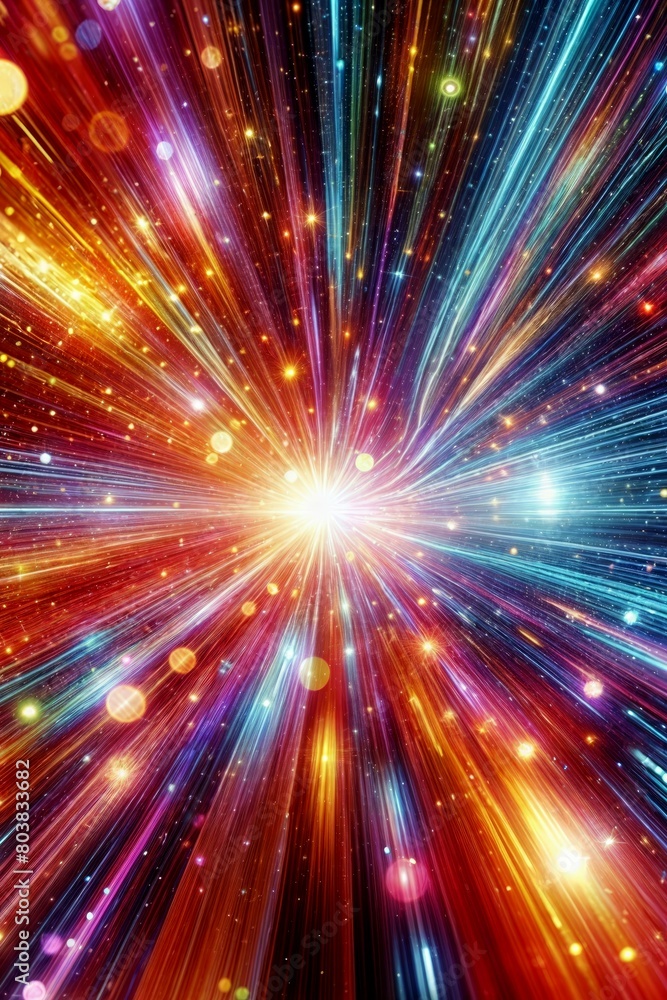 Fototapeta premium Colorful Tunnel- Vibrant Lights & Blurred Motion