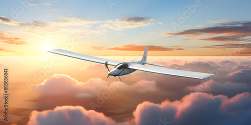 airplane flying in the sky cloudsurfing flighttime flyaway on abstract background photo