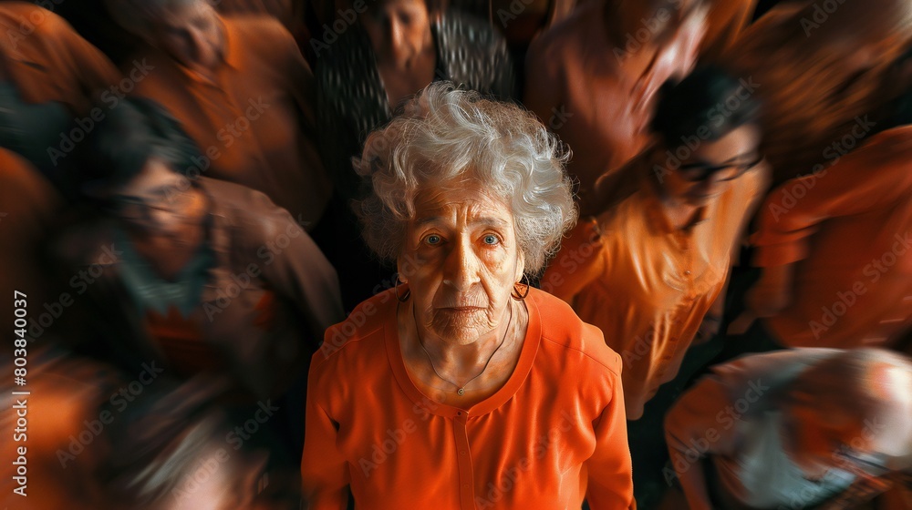 A high-angle shot capturing the determination and resolve of elderly women as they stand firm against bigotry.