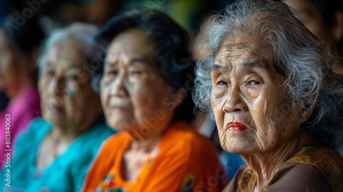 A portrayal of elderly women from various ethnicities  their unity serving as a powerful symbol against racial prejudice.