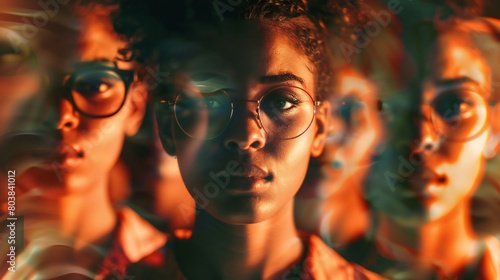 Diversity Array: An array of diverse women's portraits exemplifies diversity and heralds the victory over racism.