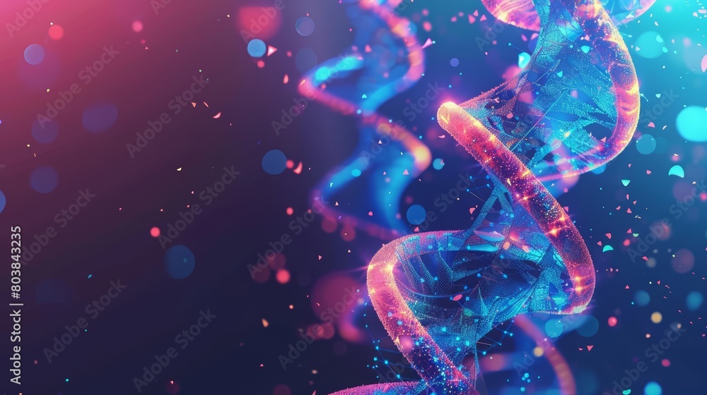 DNA genome sequencing biotechnology depicted in vibrant colors offers a glimpse into the future of genetics, sharpening banner template with copy space on center DNA genome sequencing biotechnology depicted in vibrant colors offers a glimpse into the future of genetics, sharpening banner template with copy space on center
