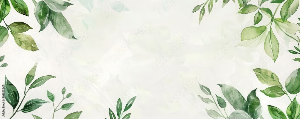 Embrace nature with a Greenery Leaf Wedding Invitation card Watercolor, highlighting lush foliage and soft hues, template sharpened for greeting cards with copy space on center Embrace nature with a Greenery Leaf Wedding Invitation card Watercolor, highlighting lush foliage and soft hues, template sharpened for greeting cards with copy space on center