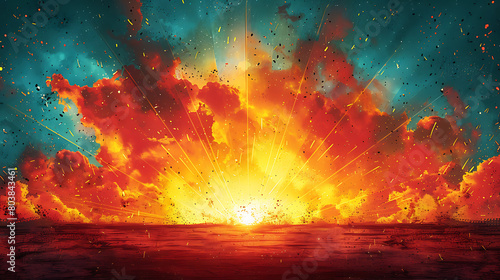 Cosmic-style fire explosion background