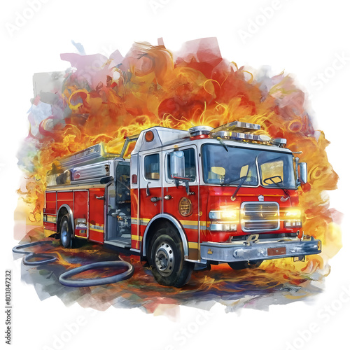 illustration of a fire engine transparent background