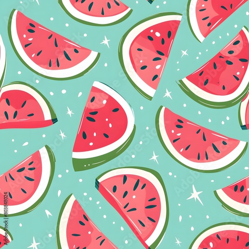 watermelon seamless pattern, pink background
