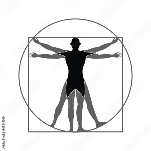 Vitruvian da vinci logo design vector template