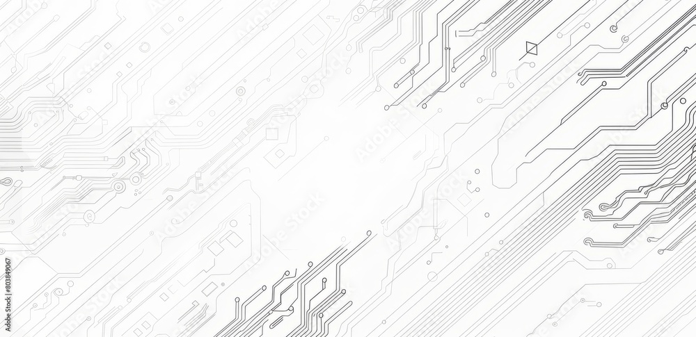 White background with gray circuit board lines and technology vector ...