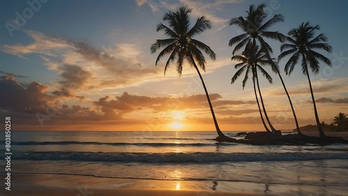 Fototapeta Naklejka Na Ścianę i Meble -  sunset over the sea Tropical Sunset Serenity Coastal Bliss 