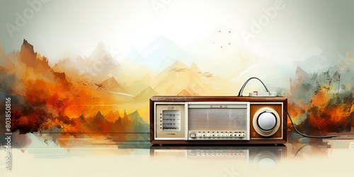 an image of a radio soundwaves technology and modulation on isolated background photo