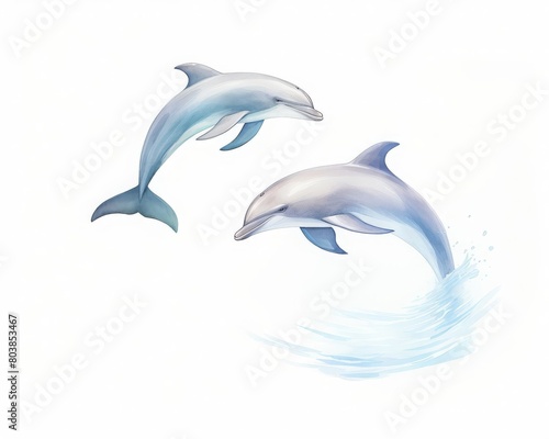 graceful dolphins leaping from water © Jeannaa