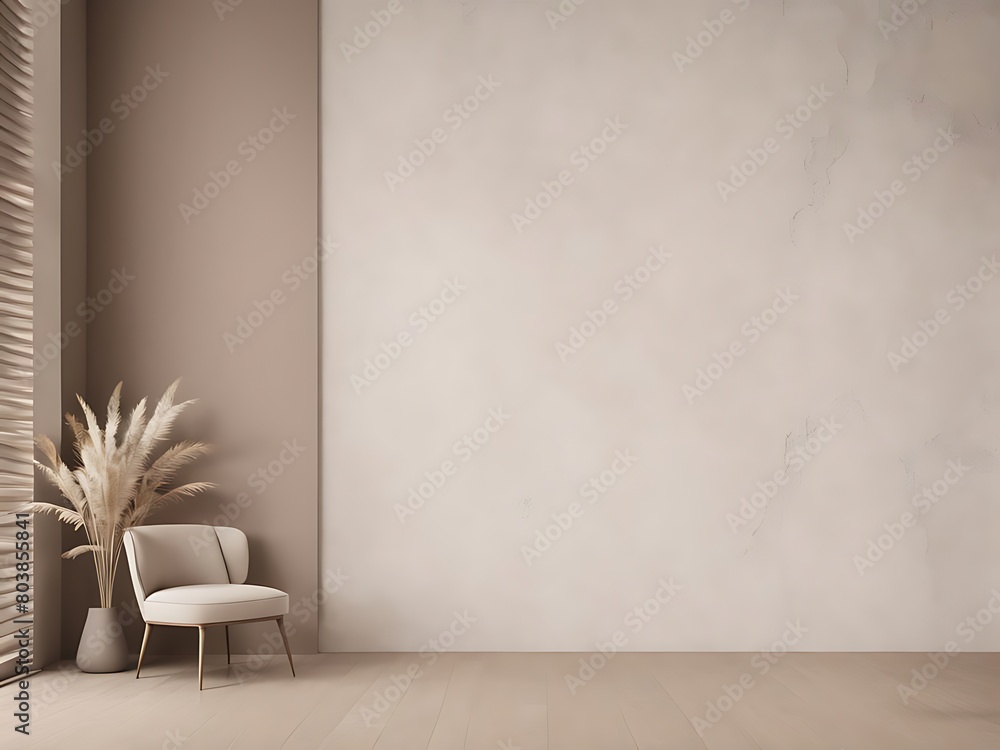 Light beige living room - modern interior hall and furniture design. Mockup for art - ivory taupe empty texture plaster microcement wall. Luxury premium nude accent lounge reception. 3d render Light beige living room - modern interior hall and furniture design. Mockup for art - ivory taupe empty texture plaster microcement wall. Luxury premium nude accent lounge reception. 3d render