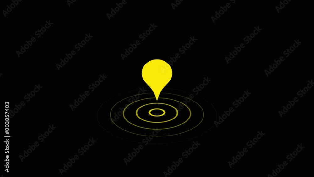 Abstract directional arrow icon and yellow color location signal icon animation. Abstract directional arrow icon and yellow color location signal icon animation.