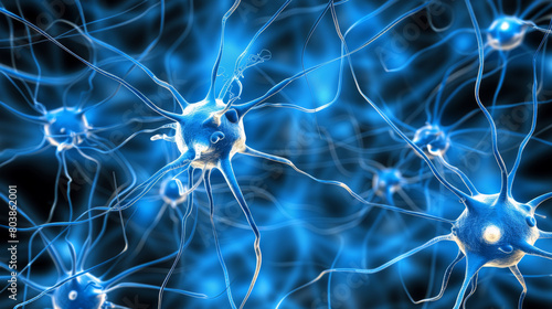 An image representing brain function. Neurons and synapses are depicted