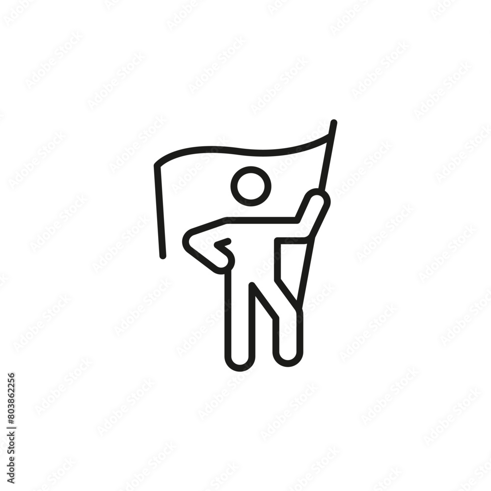 Leader Icon. A representation of an individual holding a large flag, used to denote leadership, guidance, a pioneering spirit. This icon is perfect for representing a figurehead. Vector illustration Leader Icon. A representation of an individual holding a large flag, used to denote leadership, guidance, a pioneering spirit. This icon is perfect for representing a figurehead. Vector illustration