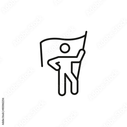 Leader Icon. A representation of an individual holding a large flag, used to denote leadership, guidance, a pioneering spirit. This icon is perfect for representing a figurehead. Vector illustration 