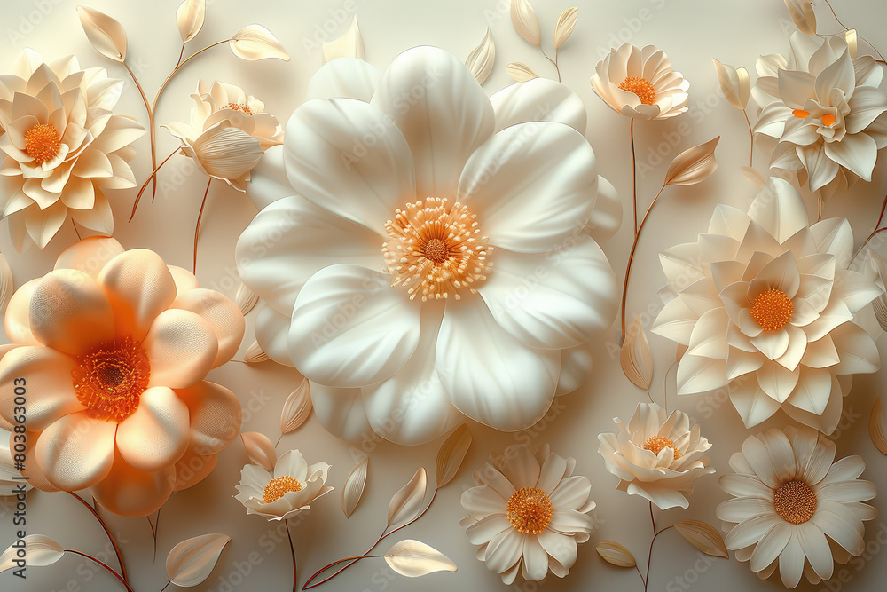 3D relief flower background. Created with Ai