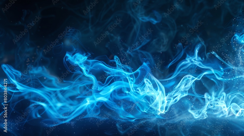 Fototapeta premium Holographic blue futuristic technology particle background