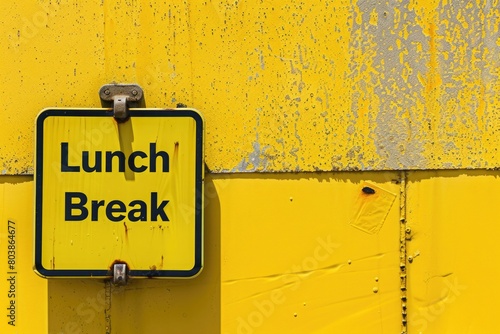 A sunny yellow background with a text sign indicating 
