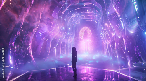 Design a futuristic music festival featuring holographic performers and immersive soundscapes. 