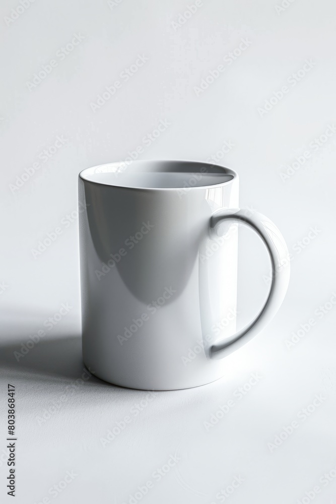 Obraz premium White Ceramic Coffee Mug on a Plain Background in Bright Studio Light