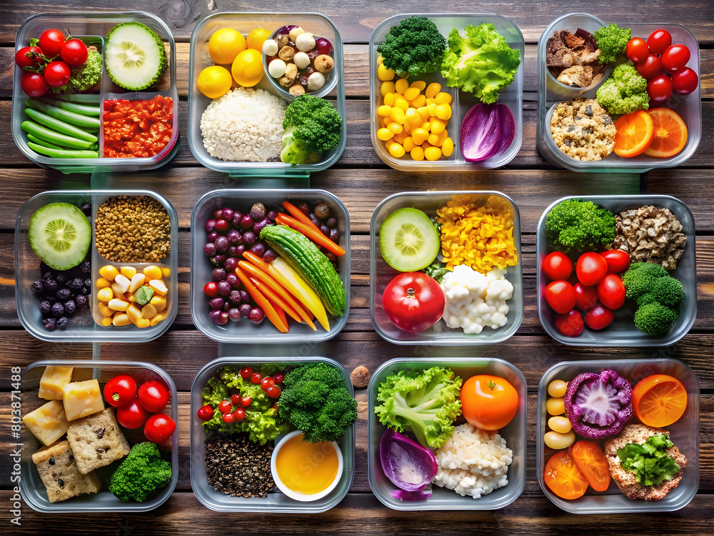 Salad bar with different fresh ingredients as background, top view Salad bar with different fresh ingredients as background, top view
