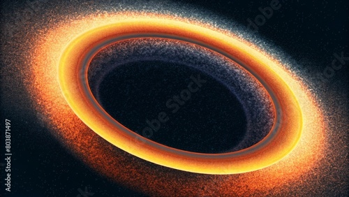 Close up of a curved dust ring in deep space, with an orange and dark blue gradient photo